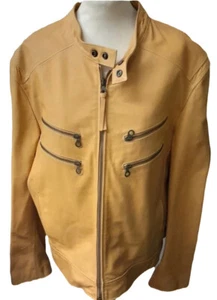 Gorgeous Marlboro Classics Mens Tan Brown Calfskin Leather Jacket Size XLARGE - Picture 1 of 6