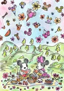 Disney Geschirrtuch Minnie und Mickey Picknic oder Wandbild Mein eigenes Personal Kunstwerk - Bild 1 von 1