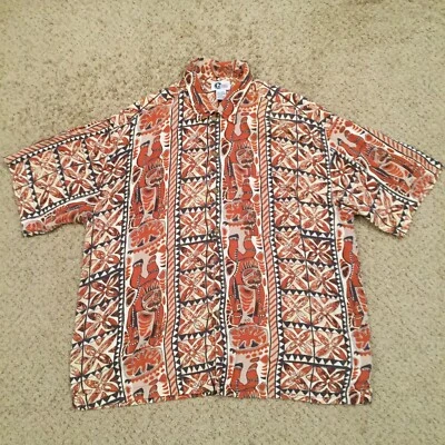 Arizona Jeans Co Shirt Mens XL Brown Native Pattern Short Sleeve Button Up  - Image 1 of 4