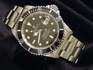 Mens Rolex Submariner Date Stainless Steel Watch Oyster Band Black Dial & Bezel - Picture 1 of 4