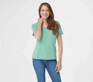 Top Denim & Co. Essentials Perfect Jersey Manga Corta Cuello Cuadrado A200149 - Imagen 1 de 5