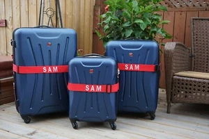 Custom Made Luggage Straps, Personalized Travel Belts, Embroidered Bag Straps - Picture 1 of 12
