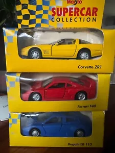 Maisto Supercar Collection; Corvette ZR1,Bugatti EB110 &Ferrari F40 Ex Con - Picture 1 of 4