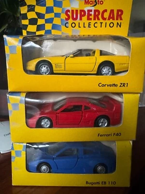 Maisto Supercar Collection; Corvette ZR1,Bugatti EB110 &Ferrari F40 Ex Con - Image 1 of 4