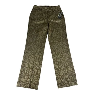 Peck & Peck Women's Dress Pants Brown Beige Floral Paisley Print Straight Leg 2P - Picture 1 of 9