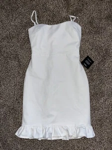 LULUS WOMENS SLEEVELESS OFF WHITE CREAM DRESS SPAGHETTI STRAPS - SZ S - Picture 1 of 2