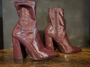 Steve Madden Slade Burgundy/Maroon Pointed Toe Block Heel Fitted Booties - Picture 1 of 7