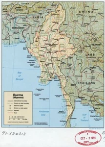 18" x 24" 1991 Map Of Burma Myanma Railroads Roads - Picture 1 of 1