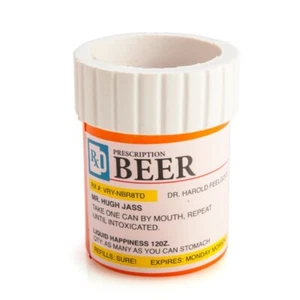 44635 PRESCRIPTION BOTTLE MEDICATION BEER STUBBY HOLDER CAN COOLER NOVELTY GIFT - Picture 1 of 2
