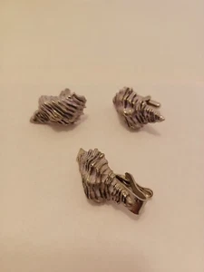 Vintage Set Cufflinks Tie Chip Seashells Purple/Pink Silver Tone - Picture 1 of 14