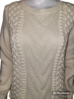 Suéter Tommy Hilfiger Cable Mujer L Crema Suave Cómodo Elegante Moda  Foto 1 de 4