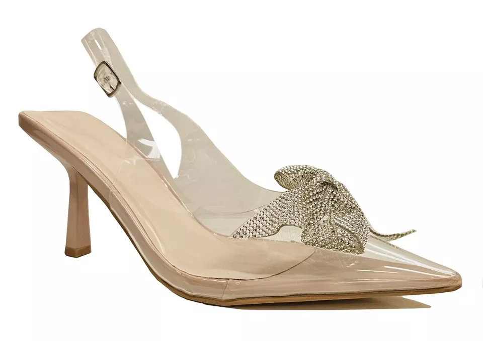 Truffle Stiletto Clear Heels Womens Party Shoes Wedding Heels Evening Sandals...