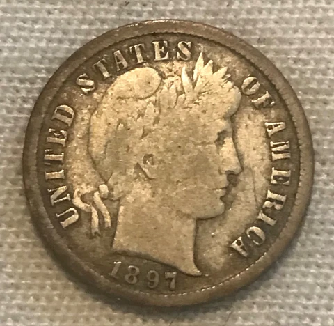 1897-s barber Dime, Silver , VG,  Scarce date Cover