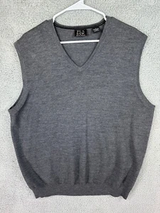 Jos A Bank Sweater Vest Men's Large Gray %100 Merino Wool Preppy Casual V neck - Picture 1 of 8