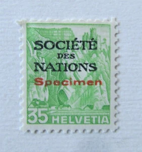 SWITZERLAND OFFICIALS SCOTT 2054 SPECIMEN LEAGUE OF NATIONS 1935 MH - Picture 1 of 2