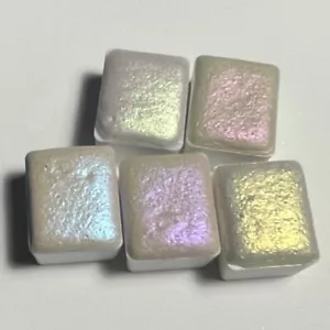 Handmade Watercolor Paint Fairy Collection Set Of 5 White With Shimmer Colors - Picture 1 of 3