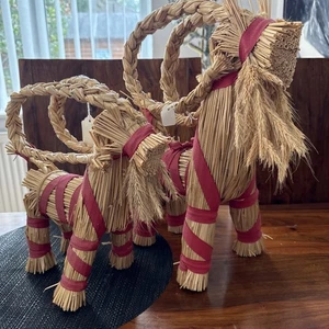 Scandinavian Goat Straw 2 Set Of Goat - Picture 1 of 11