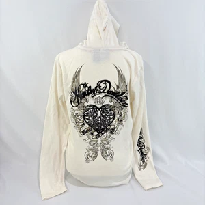 Camisa con capucha Harley Davidson Y2K Grunge Wings manga larga blanca talla XL para mujer - Imagen 1 de 10