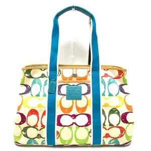 COACH 5661 Signature Scribble Bags Hand Bag Tote Bag Canvas Multicolore - Picture 1 of 17