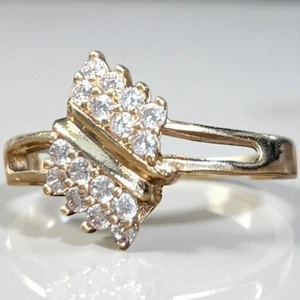 Gold Plated Cubic Zirconia Cocktail Ring  Size 8 - Picture 1 of 4