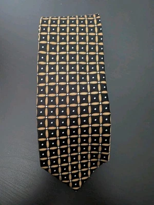 Corbata de seda Paul Frederick negra y dorada 60" Foto 1 de 4