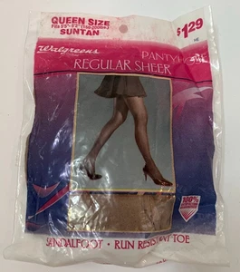 Pantyhose Regular Sheer Sandalfoot Queen Plus Suntan Walgreens Run Resistant - Picture 1 of 3