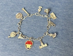 Vintage 40er-80er Ster Emaille TRAVEL 11 BETTELARMBAND Wash DC USA selten Jefferson Memorl - Bild 1 von 11