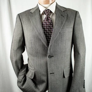 ARROW Gray Black Herringbone 2 Buttons Men Jacket Coat 36S - Picture 1 of 15