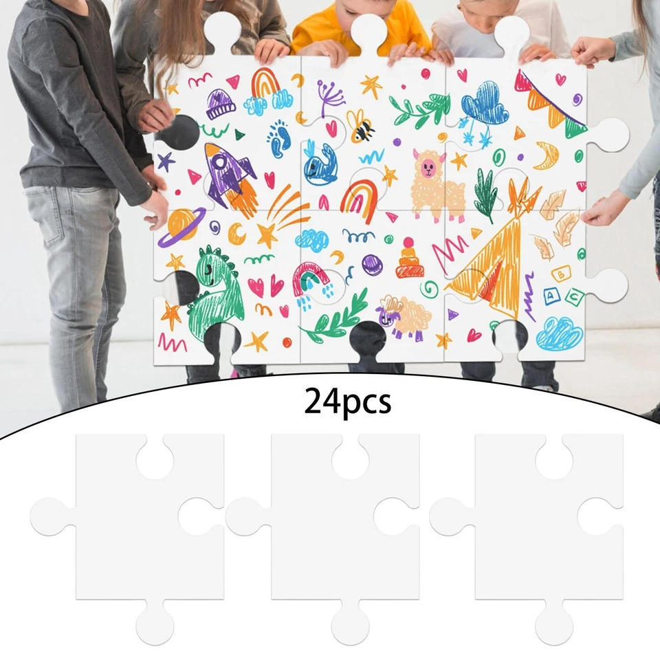 24 puzzle in cartone bianco, multiuso, 30,5 cm x 28 cm - Immagine 1 di 4