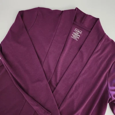 LL Bean Womens LP Cardigan Burgundy 100% Supima Cotton Long Sleeve Open Front - Image 1 of 4