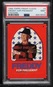 1988 Fright Flicks Stickers Robert Englund Freddy for President PSA 9 MINT 0b3o - Picture 1 of 3