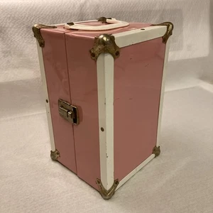 Vtg Metal Storage Carry Case/Trunk - Ginny Doll 1950s Pink/White, 10 by 6 by 6" - Picture 1 of 15