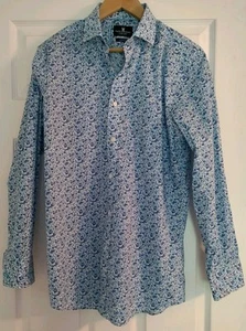 Herren Psycho Bunny Hemd blau geblümt 100% Nylon Stretch Mischung Modern Fit 15 1/2 - Bild 1 von 7