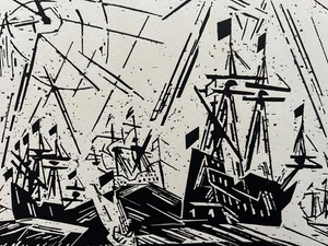 Lyonel Feininger Orig. Holzschnitt 1918- Hansaflotte - Expressionismus - Bauhaus - Bild 1 von 4