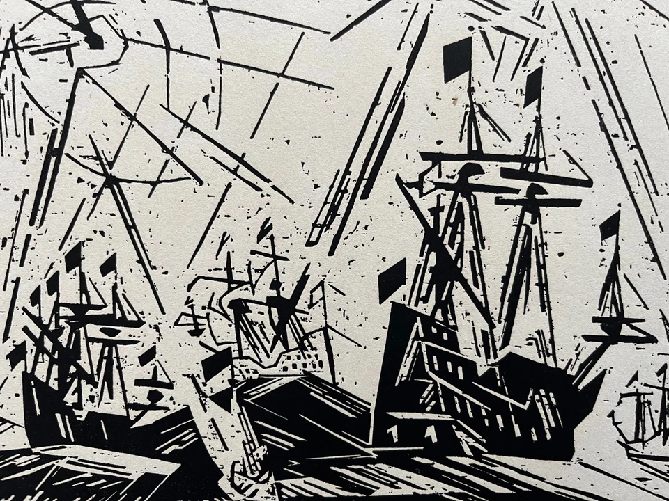 Lyonel Feininger Orig. Holzschnitt 1918- Hansaflotte - Expressionismus - Bauhaus - Bild 1 von 4