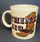 Vintage Coffee Mug Think Big Cowboy Boot Made In Japan 10 Ounce Double Sided