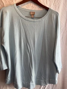 Chico's Size 3 or SL Pullover Sweater Light Blue 3/4 Sleeve Crewneck - Bild 1 von 6