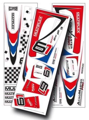 Dekorbogen Acromaster Pro blau-rot Kunstflug 3D Brushless LiPo - Bild 1 von 2