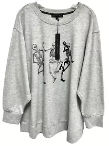Jane & Delancey Damen verzierter tanzender Skelett Pullover Übergröße 2X grau - Bild 1 von 8