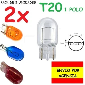 2x Bombilla Halogena T20 7440 W21W WY21W 582 Coche Luz Roja Ambar Azul o Blanco - Imagen 1 de 6