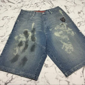 Men's Vokal by Nelly Mid Blue Dirty Denim Shorts NWT - Picture 1 of 5