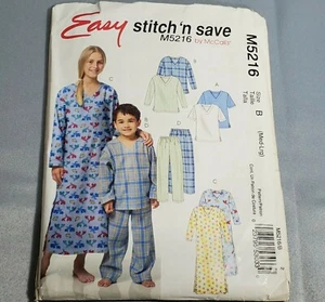 McCalls Stitch N Save Pattern M5216 Boys Girls Top Nightshirt Pants CUT Sz Large - Picture 1 of 3