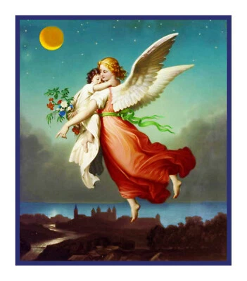 Wilhelm Von Kaulbach's Red Guardian Angel Counted Cross Stitch Chart Pattern - Image 1 of 4