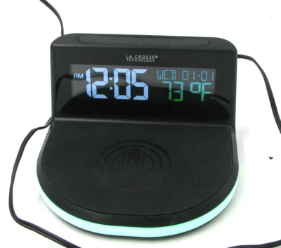 Digital Alarm Clock  Wireless Charging Glowing Light Base USB Port - Image 1 of 4