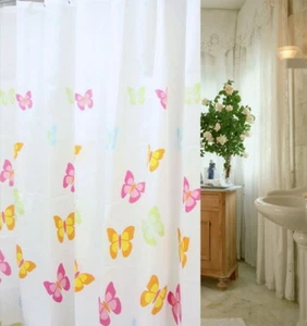 Beautiful Colorful butterfly Pattern Bathroom Fabric Shower Curtain With 12 Hook - Picture 1 of 6