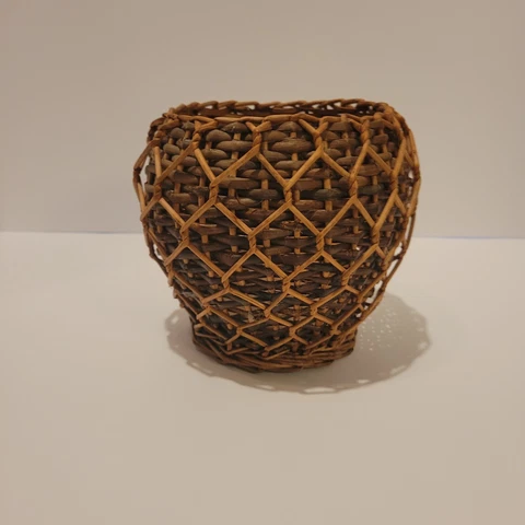 Unique Eclectic Vintage Handmade Woven Macrame Boho Sturdy Basket Cover