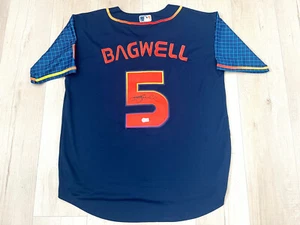 JEFF BAGWELL HAND SIGNED CITY CONNECT HOUSTON ASTROS SPACE JERSEY HOF BECKETT - Picture 1 of 5
