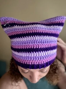 Handmade Cat ear beanie, Adult Small beanie, cute beanies - Picture 1 of 2