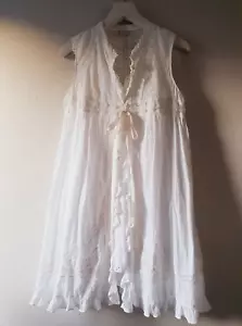 Vintage Cotton Lace Embroidered ruffled Detail Dress 2 Pcs set Sz 3 or S/M White - Picture 1 of 10