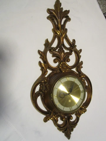 MCM Regence  Syroco Wall Clock Working Quartz movement 22" t 1960's retro USA Cover
